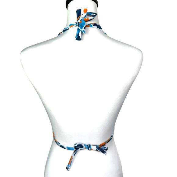 BRAZILIAN NWT Women Small Blue Orange Teeny Tiny Triangle Padded Bikini Top Swim - Picture 3 of 7